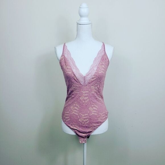 Express Lace Bodysuit. Pink M#011 - Picture 2 of 13